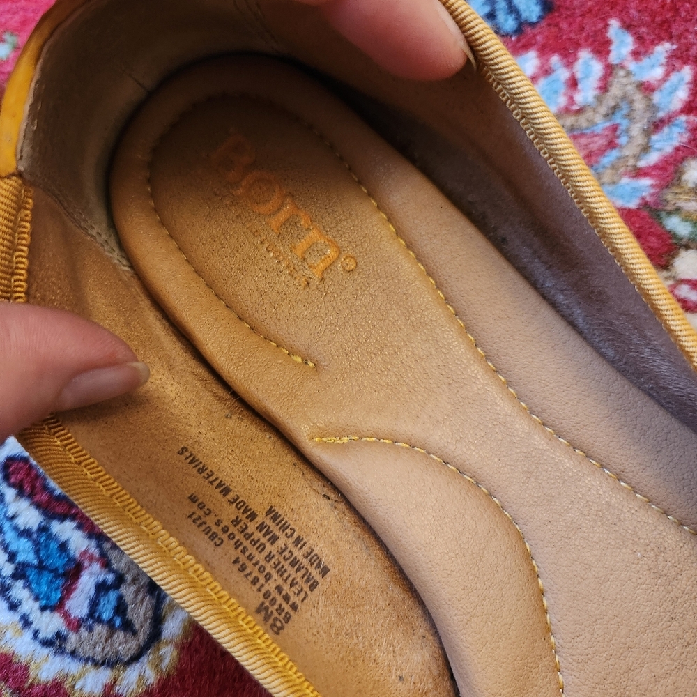 Born Leather Yellow Women's Flats with Bow Accent - Picture 4 of 6